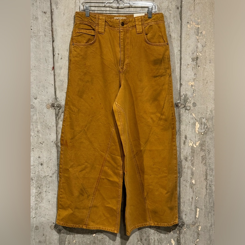 Free People We The Free Khaki Scout Chill Vibes Dropped Wide Leg Jeans 28 NWOT